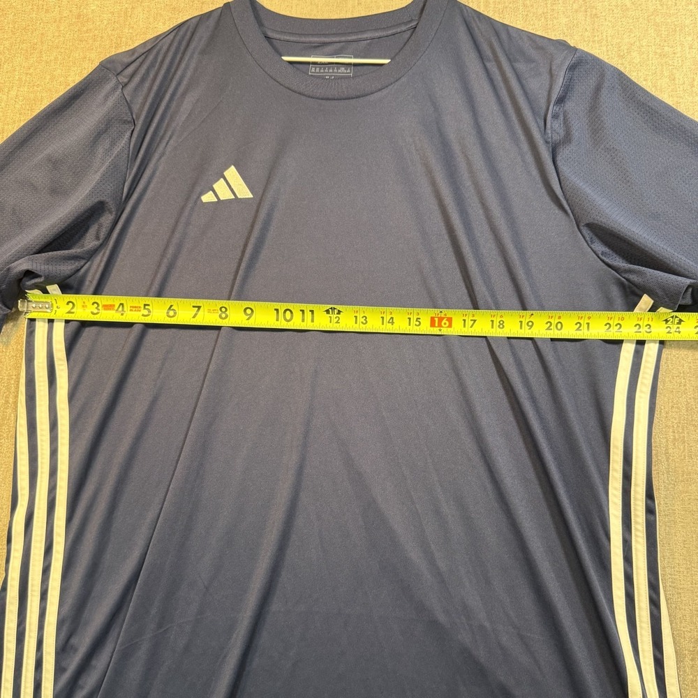 Adidas Aeroready T-Shirt Mens 2XL Navy Slim Fit 3 Stripes Training Soccer Tee - Picture 7 of 9